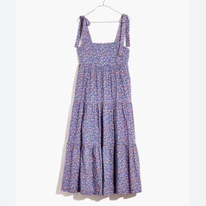 Madewell Tie-Strap Tiered Midi Dress in Summer Vines